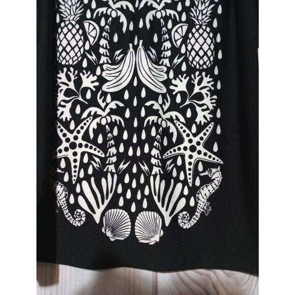 Halogen Shirt Ladies Medium Black White Sleeveless Tropical - Picture 4 of 9